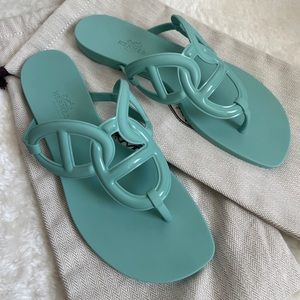 SOLD!!! Hermes Egerie Sandals 37 in Vert Embrun